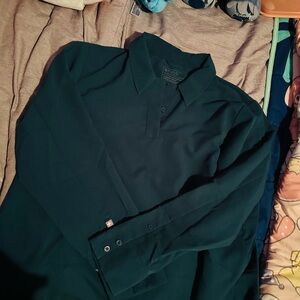 Figs Caribbean Blue Long Sleeve Polo Scrub Top